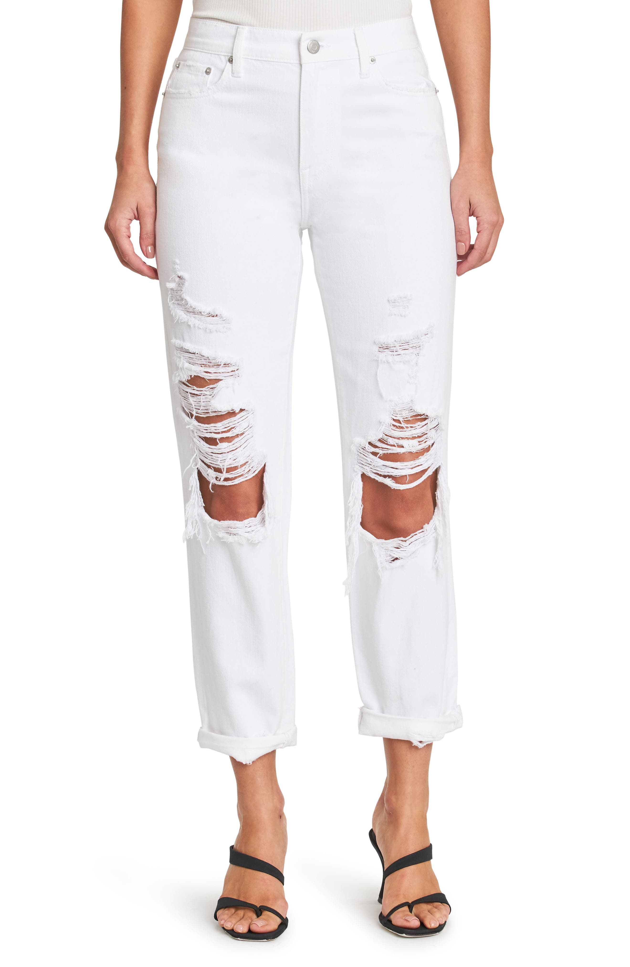 white denim ripped jeans