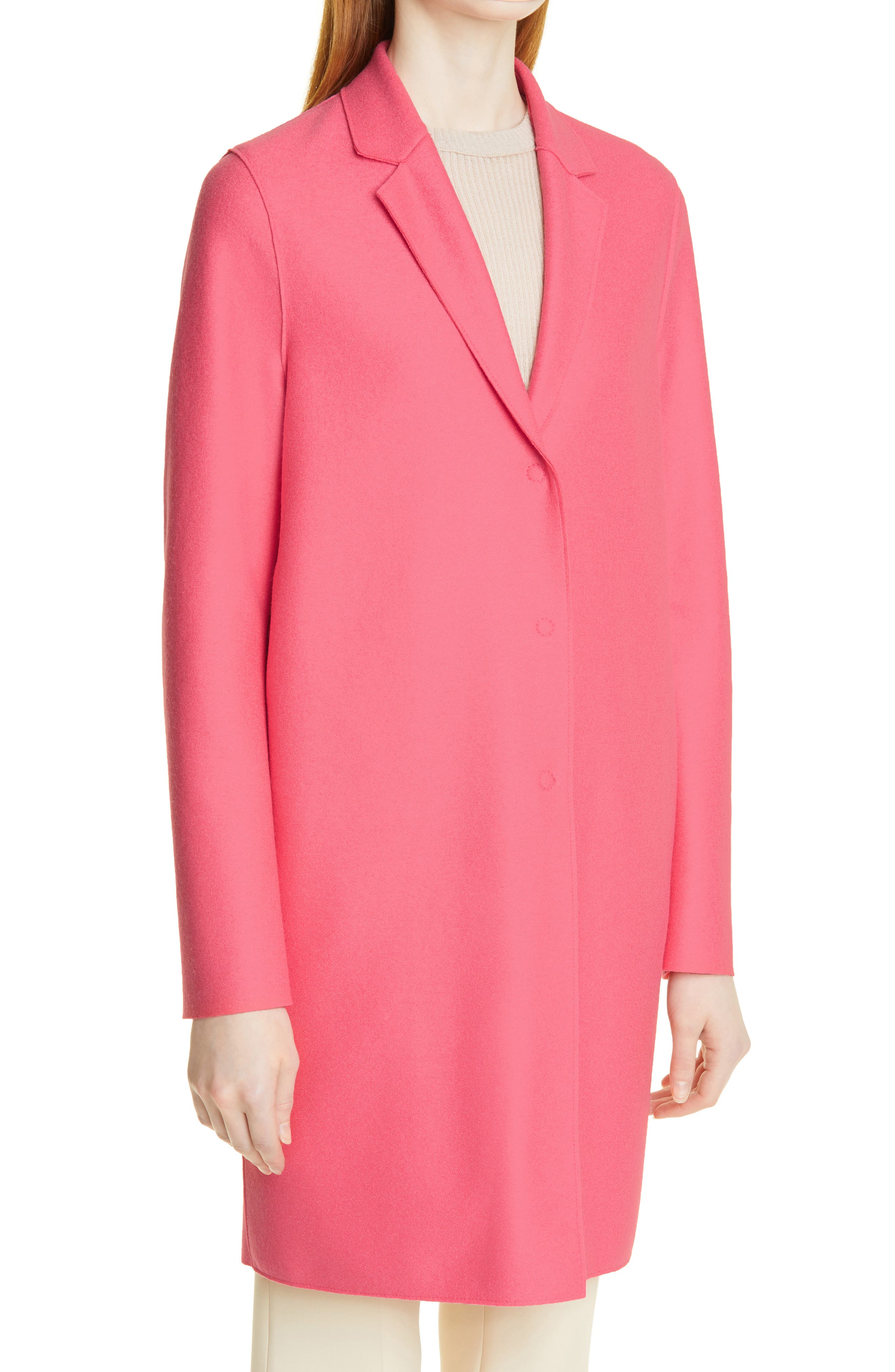 Harris Wharf London Boxy Coat Light Pressed Wool Watermelon in Pink Womens Clothing Coats Long coats and winter coats 