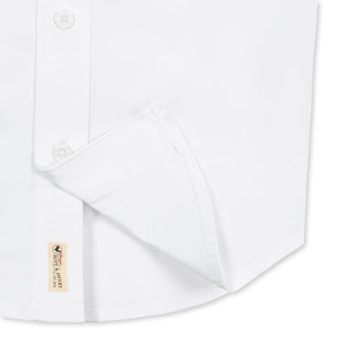 Shop Hope & Henry Baby Boys' Organic Stretch Poplin Short Sleeve Shirt, Infant In White Short Sleeve