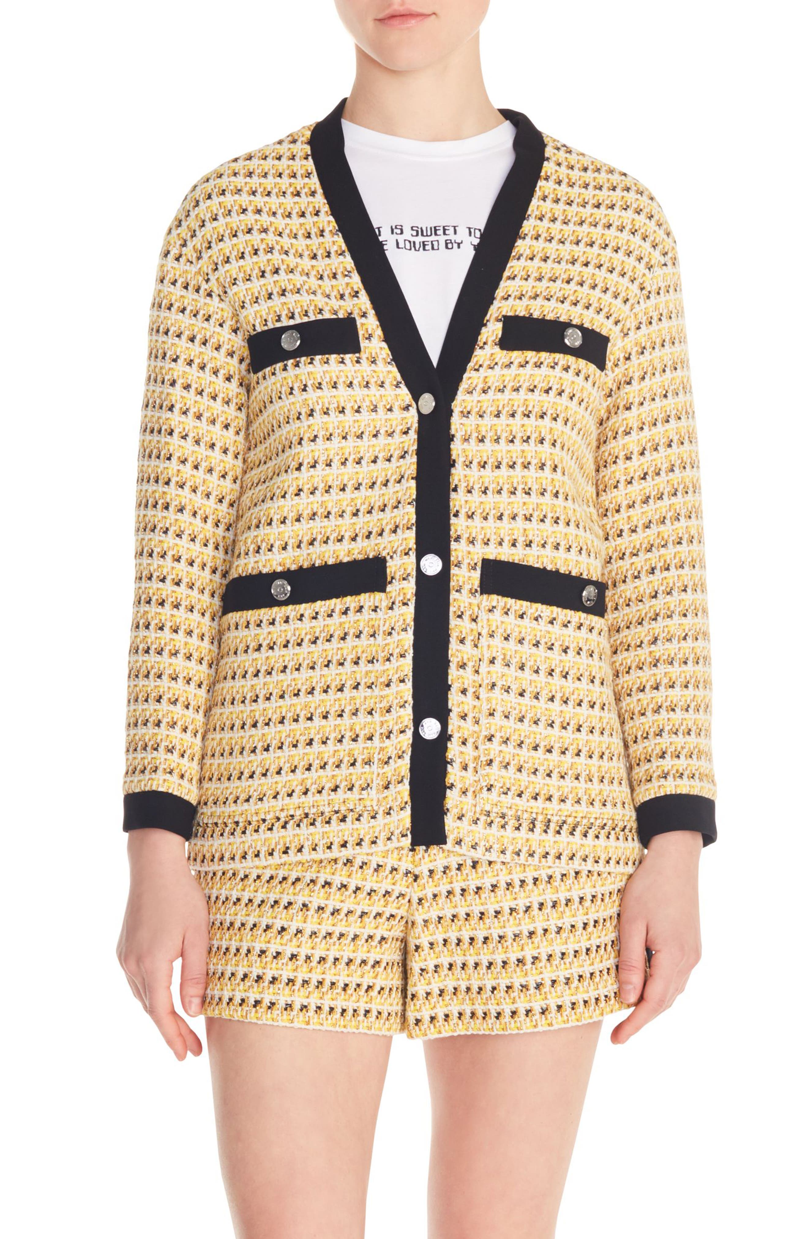 maje yellow tweed jacket