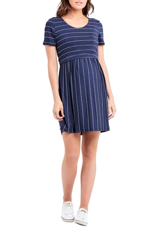 RIPE MATERNITY STRIPE MATERNITY/NURSING DRESS 