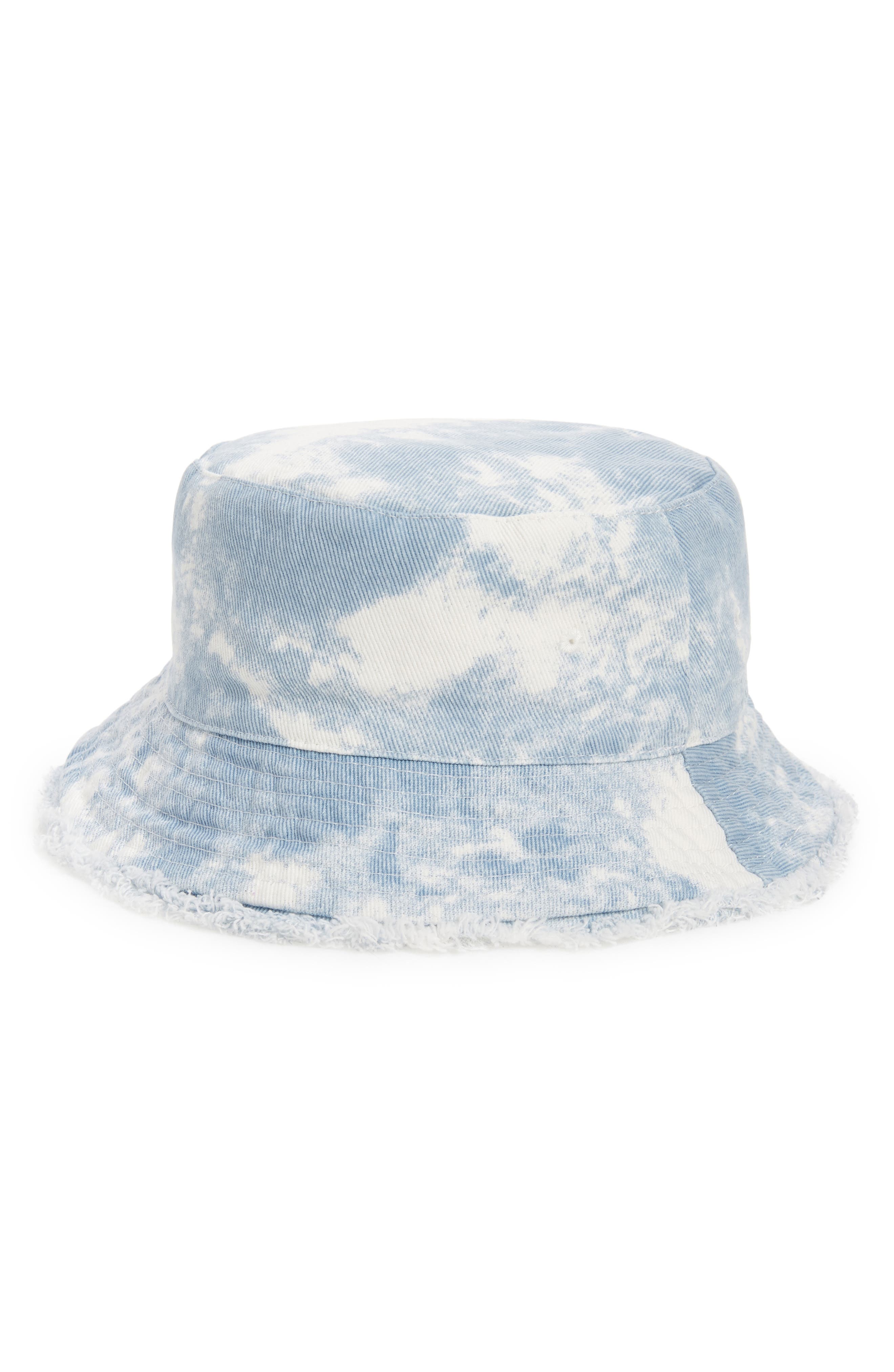 Treasure \u0026 Bond Kids' Tie Dye Frayed Bucket Hat in Blue Denim Tie Dye at Nordstrom