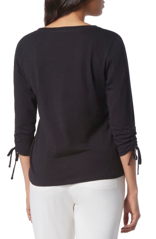 Shop Andrew Marc Sport Ruched Tie Sleeve T-shirt In Black