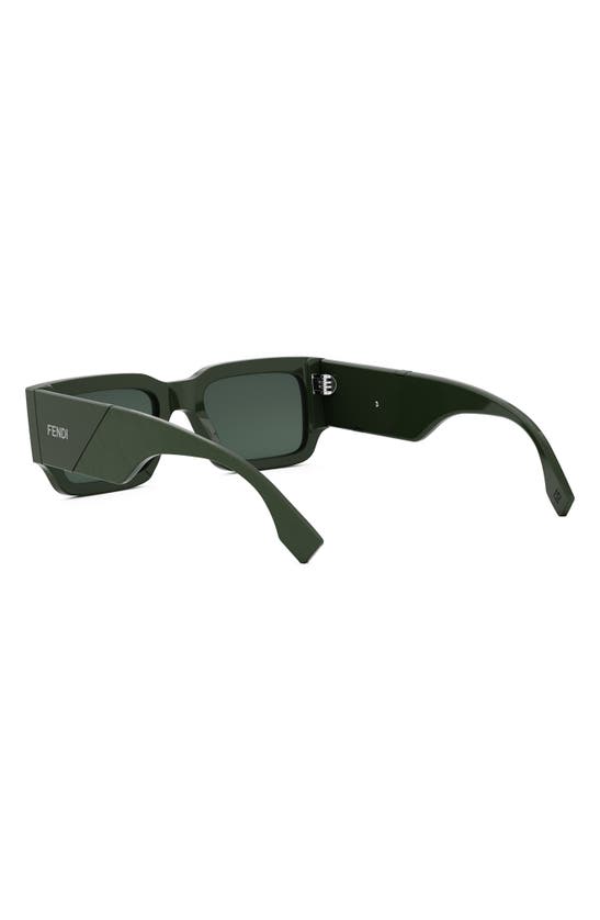 Shop Fendi The  Diagonal 51mm Rectangular Sunglasses In Shiny Dark Green / Green