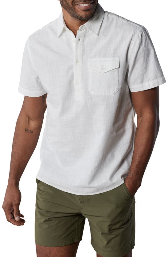 Shop The Normal Brand Lived In Short Sleeve Cotton Popover Shirt In White