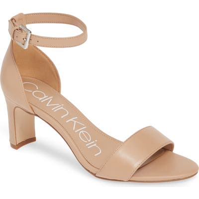 Calvin Klein Carrie Ankle Strap Sandal, Beige