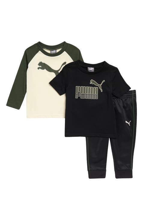 Logo Long Sleeve T-Shirt, Short Sleeve T-Shirt & Tricot Pants Set (Baby)