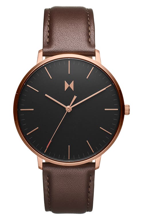 Shop Mvmt Legacy Slim Leather Strap Watch, 42mm In Black/brown
