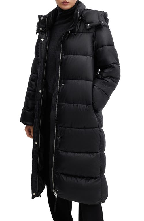 MANGO Water Repellent Channel Quilted Hooded Coat in Black at Nordstrom, Size X-Small