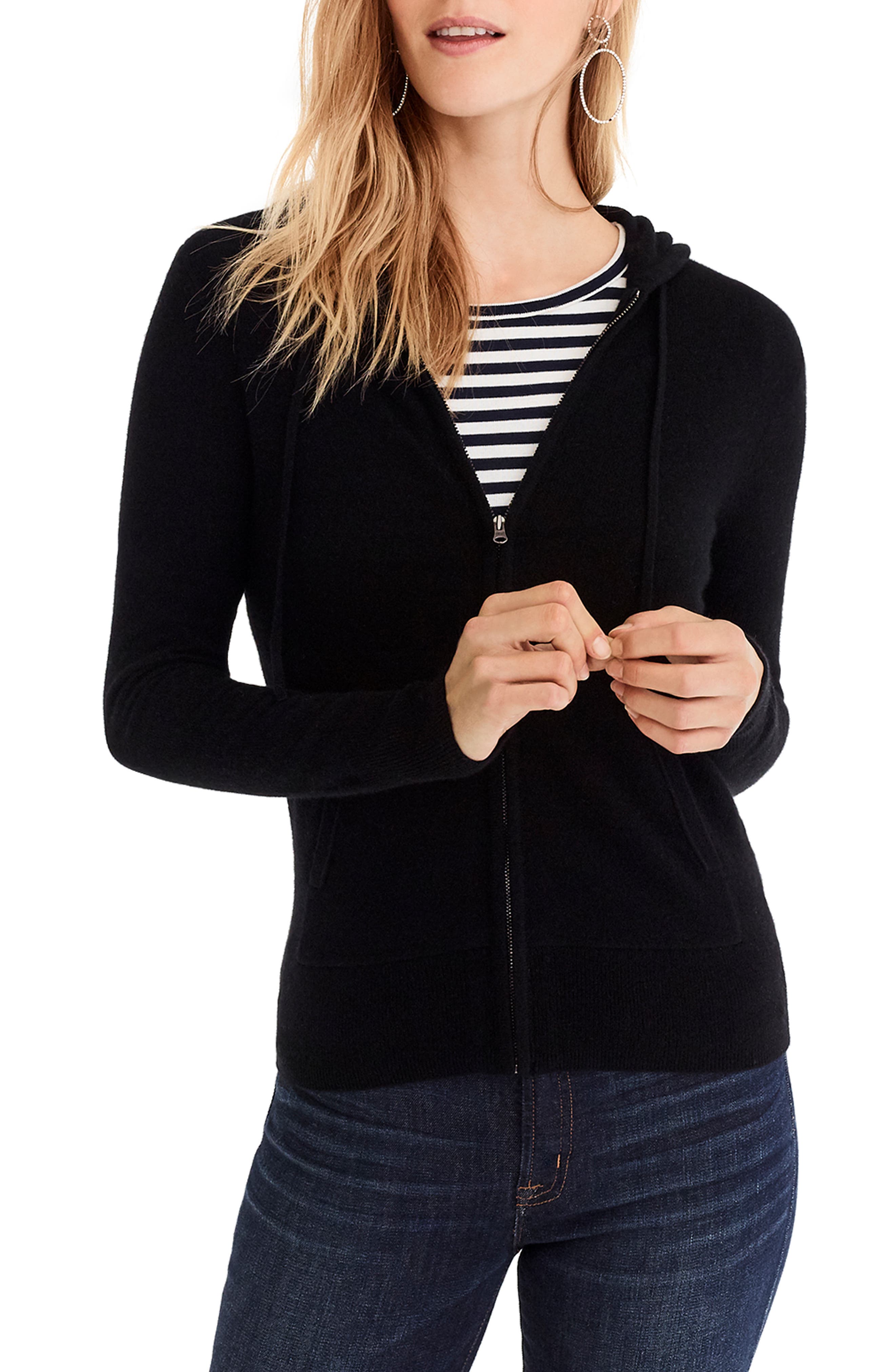 womens cashmere zip hoodie