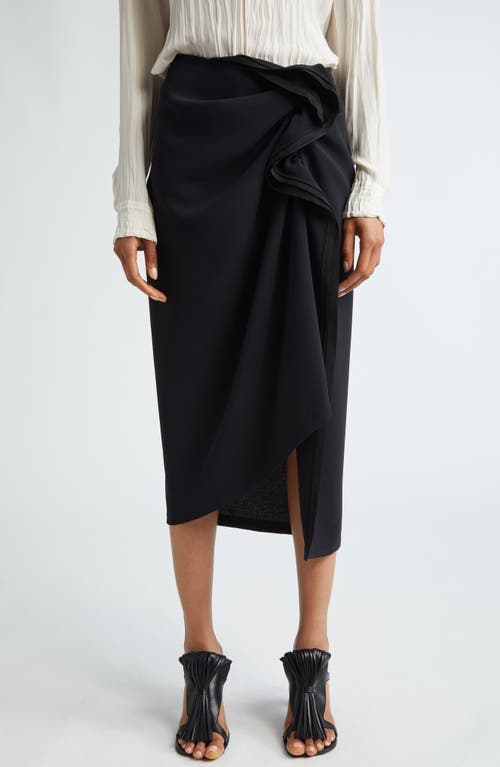 Draped Satin Maxi Skirt in Black 900