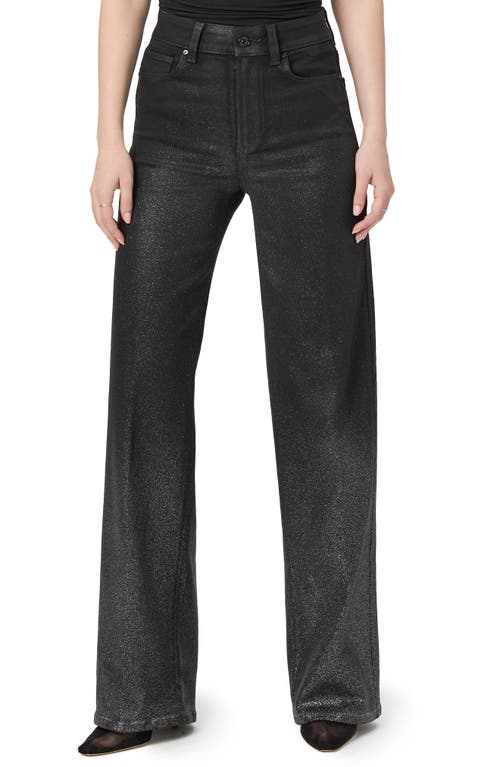 Shop Paige Sasha Ombré Sparkle Coated High Waist Wide Leg Jeans In Black/silver Glitter