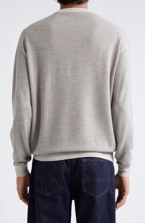 Shop John Smedley Singular Merino Wool Crewneck Sweater In Grey Fleece/mushroom