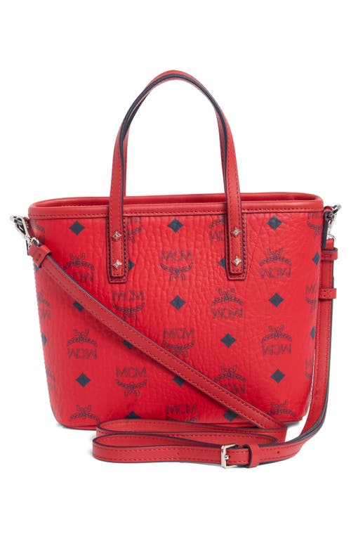 Mcm Aren Visetos Coated Canvas Tote In Candy Red