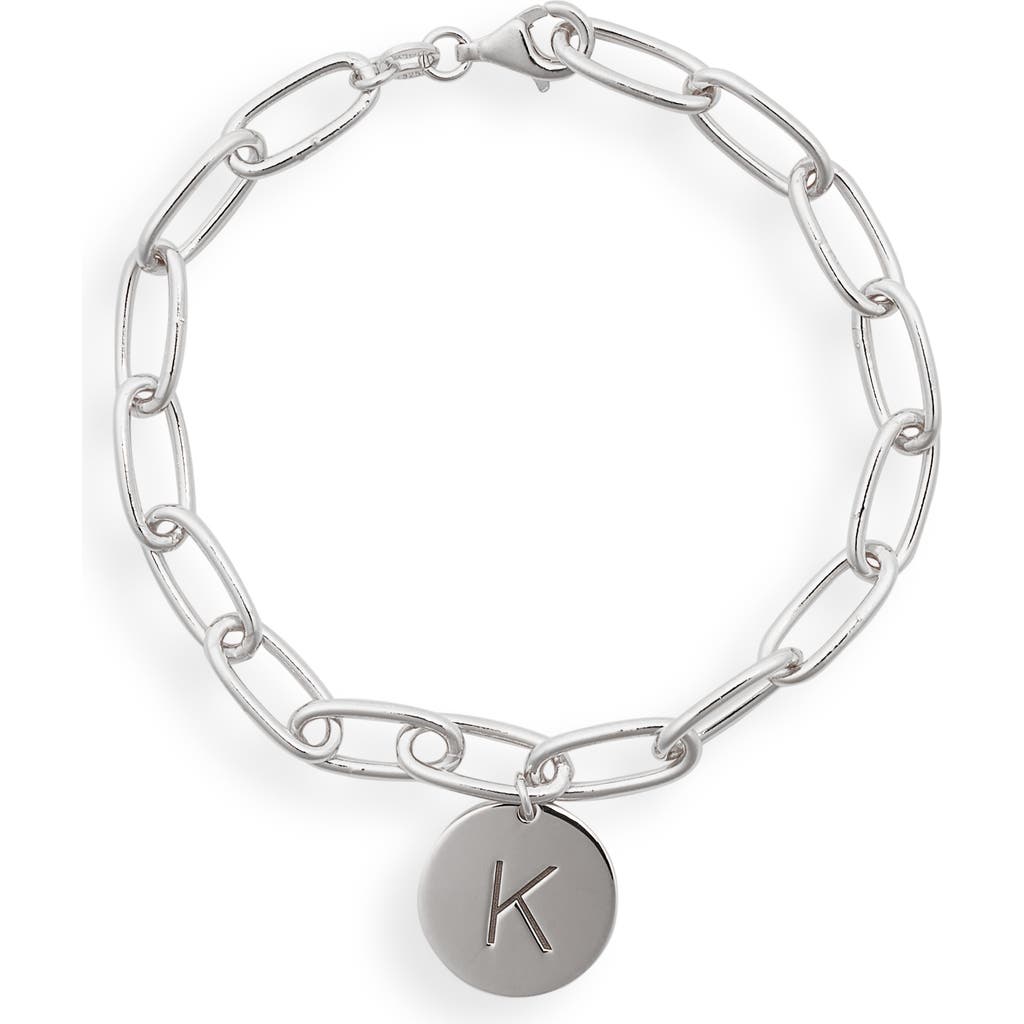 Meshmerise Initial Disc Charm Bracelet In White-k