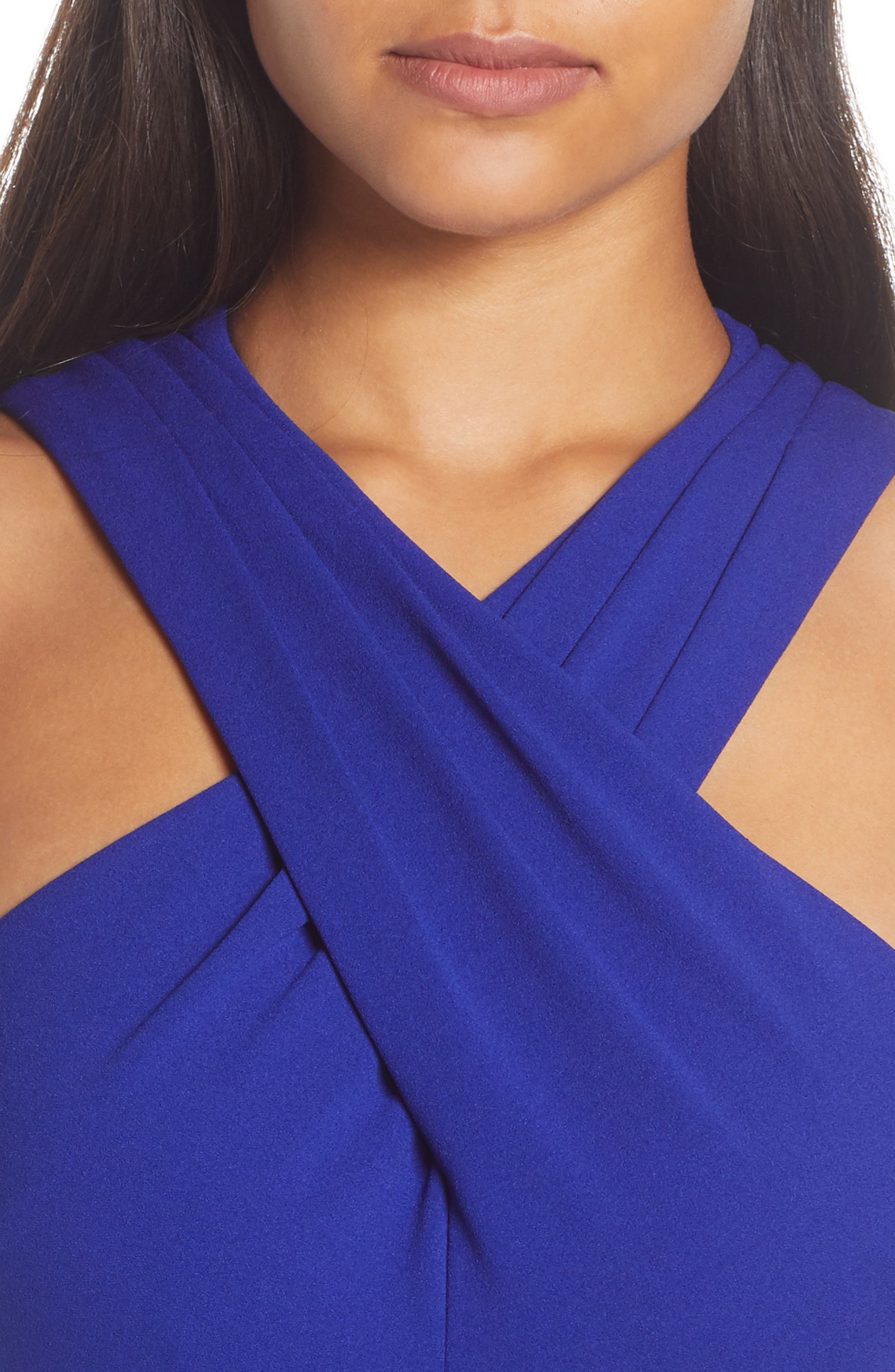 eliza j cross neck belted crepe jumpsuit