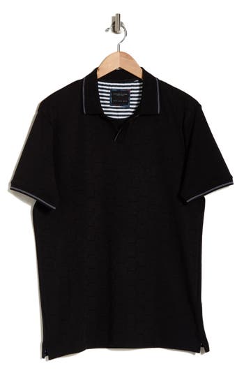Denim And Flower Johnny Tipped Polo In Black