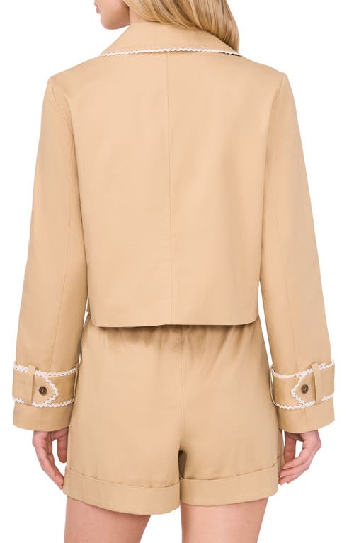 Shop Cece Scallop Double Breasted Crop Trench Coat In Hazelnut Beige