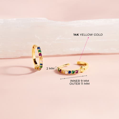In Season Jewelry 14k Jeweled Cubic Zirconia Huggie Earrings In Multi-color