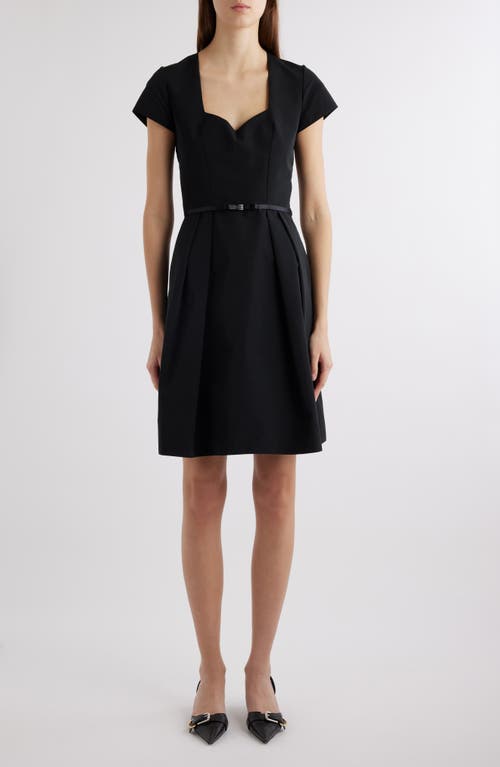 Givenchy Short Sleeve Belted Fit & Flare Dress Black at Nordstrom, Us