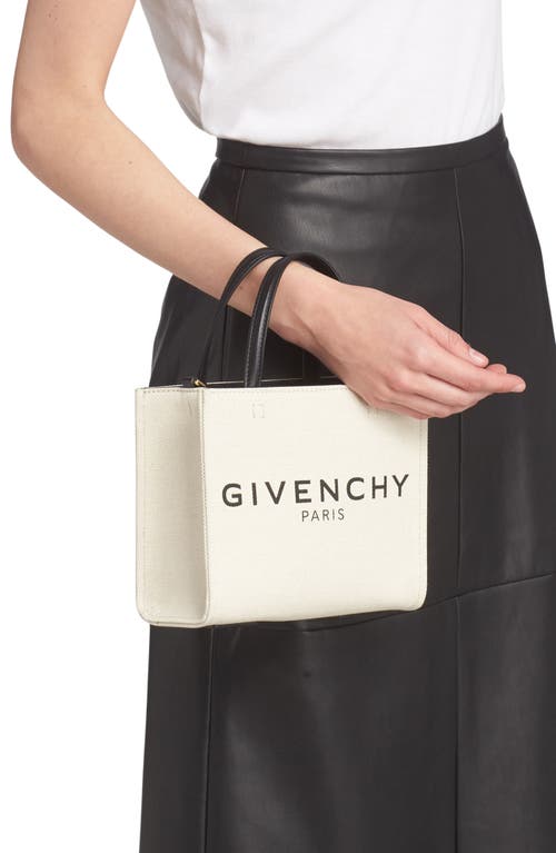 Shop Givenchy Mini G-tote Canvas Tote In Beige/black