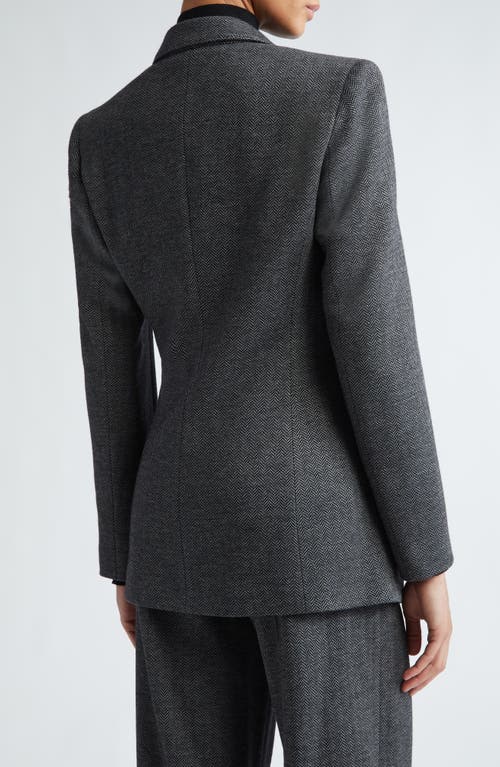 Shop Max Mara Monia Tie Front Herringbone Jersey Blazer In Dark Grey