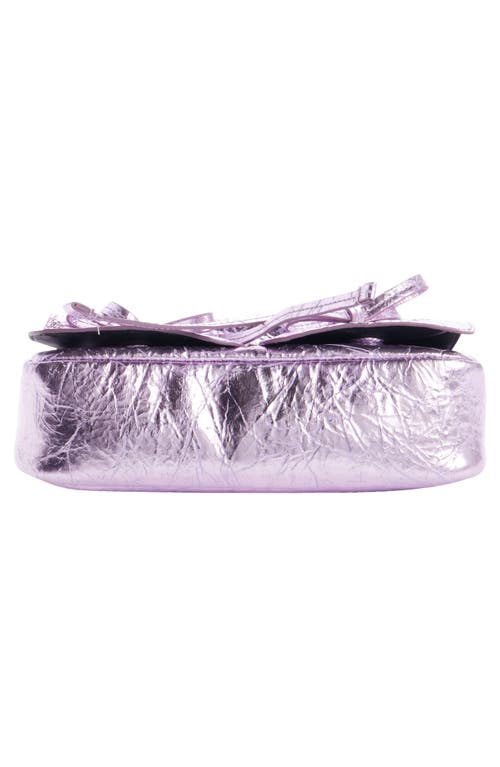 Acne Studios Micro Multipocket Crinkled Metallic Leather Handbag In Lavender Purple