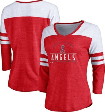 Women's G-III 4Her by Carl Banks White Los Angeles Angels Team Graphic V-Neck Fitted T-Shirt Size: Medium