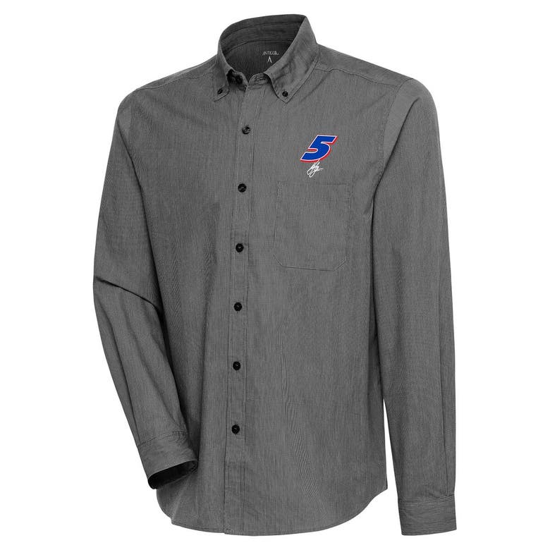 Shop Antigua Black Kyle Larson Compression Tri-blend Button-down Shirt