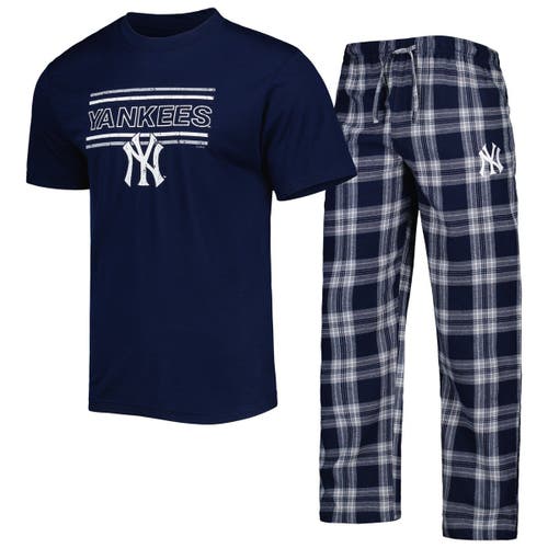 Men's Concepts Sport Navy/Gray New York Yankees Badge T-Shirt & Pants Sleep Set