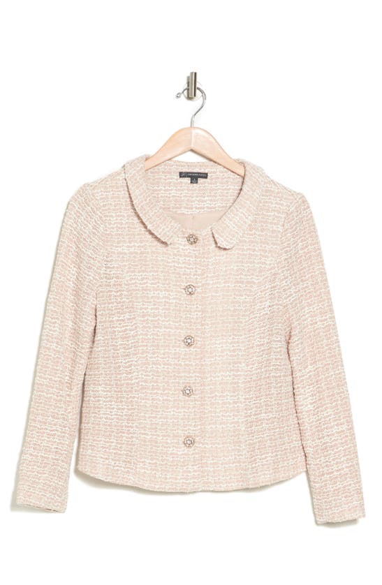 Adrianna Papell Spread Collar Tweed Jacket In Blush Ivory ModeSens