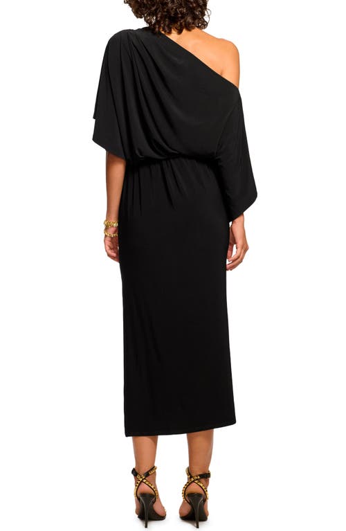 Shop Ramy Brook Carlina One-shoulder Midi Dress In Black