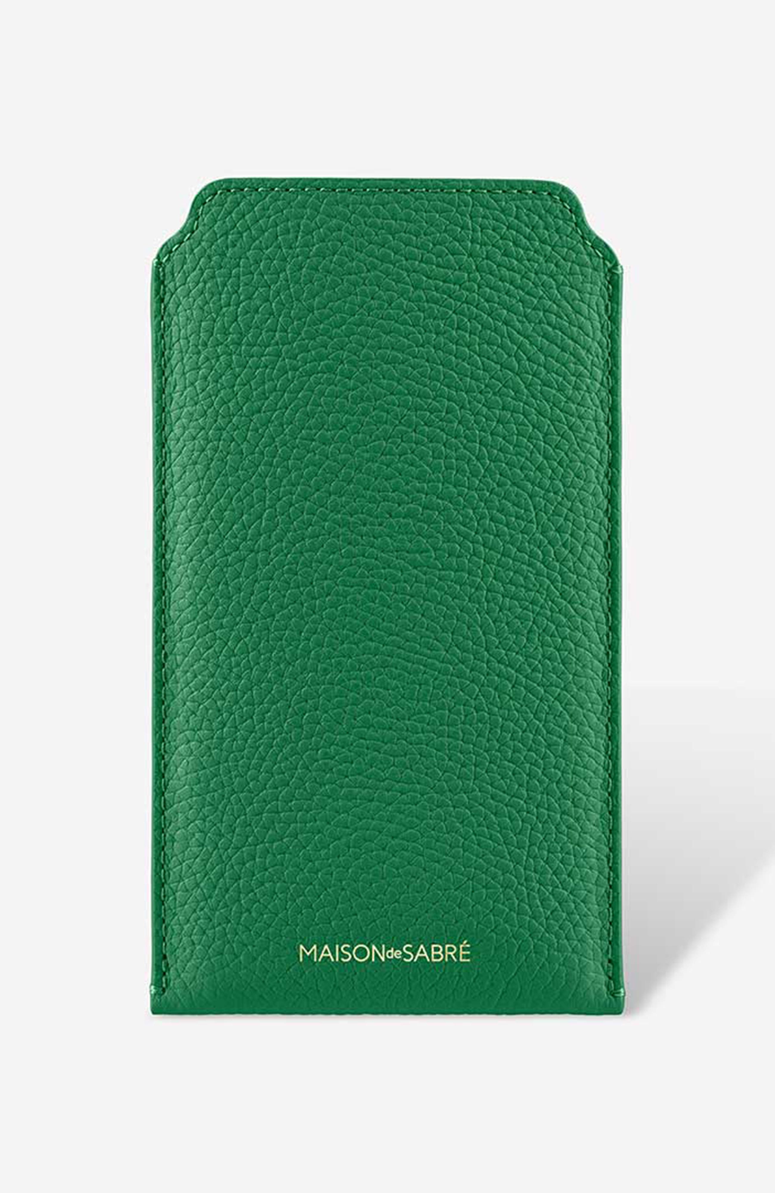 Maison De Sabre Maison De Sabré Leather Sunglasses Sleeve In Emerald Green