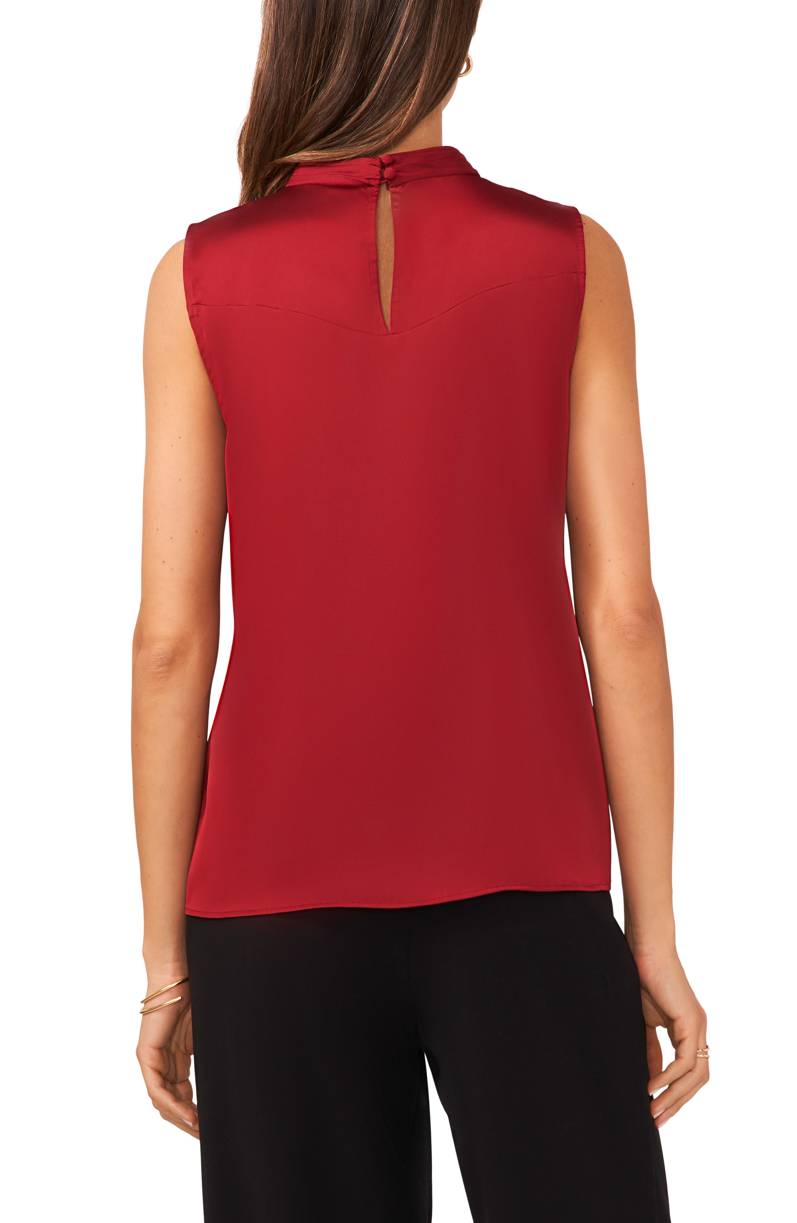 Halogen Ruched Knit Tank Top In Rich Black