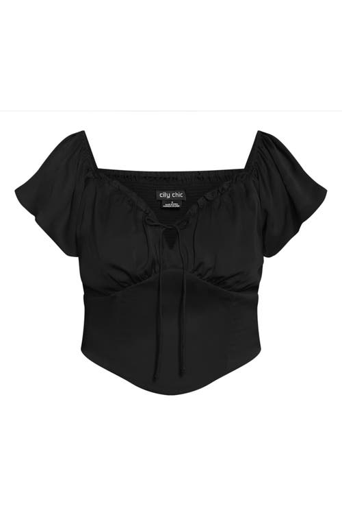 Shop City Chic Mae Ruffle Off The Shoulder Crop Top In Black