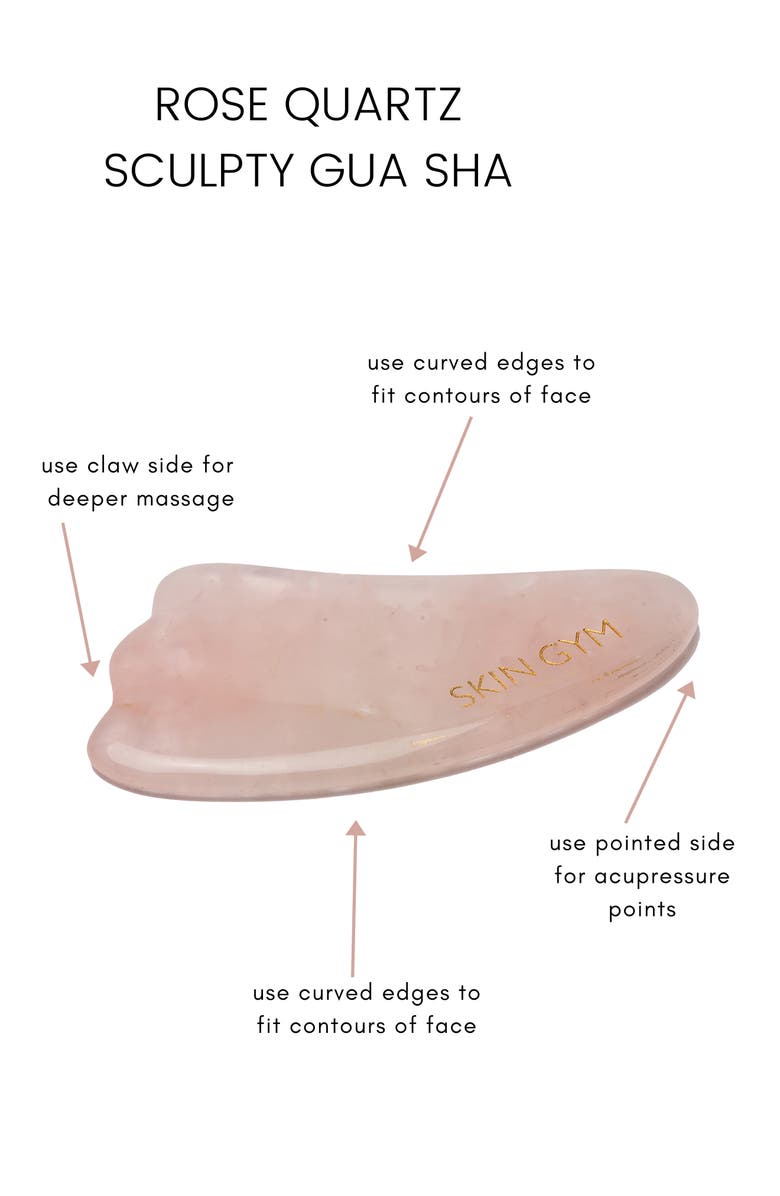 Skin Gym Rose Quartz Crystal Gua Sha Sculpty Facial Tool, Alternate, color, Pink