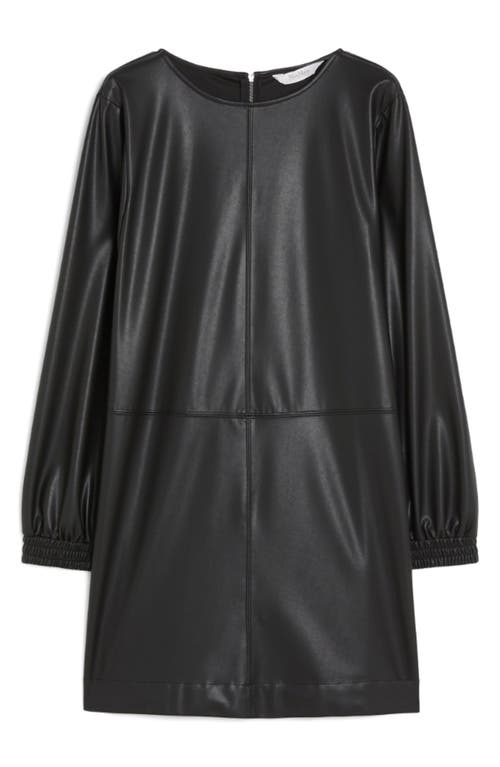 Shop Max Mara Leisure Pepe Long Sleeve Faux Leather Shift Dress In Black