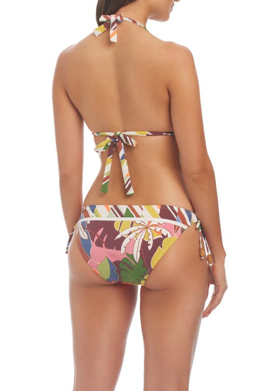 Shop Rod Beattie Tropical Side Tie Hipster Bikini Bottoms In Brown Multi