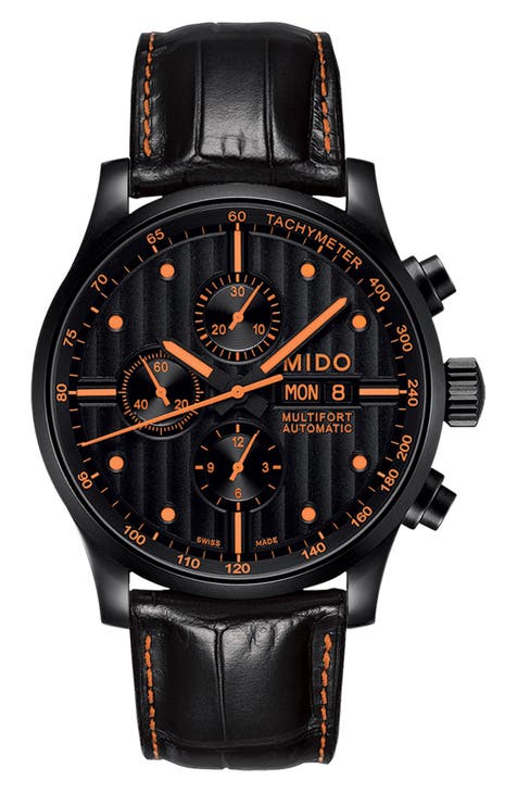 Multifort Automatic Chronograph Leather Strap Watch, 44mm
