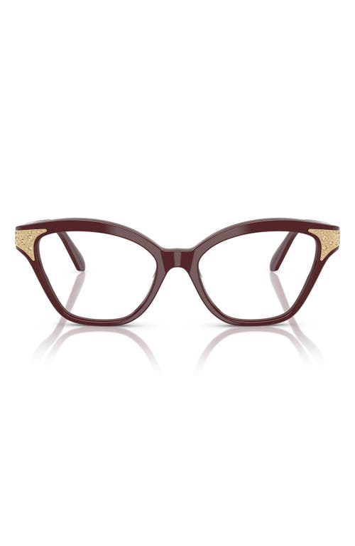 Swarovski 54mm Cat Eye Optical Glasses In Burgundy
