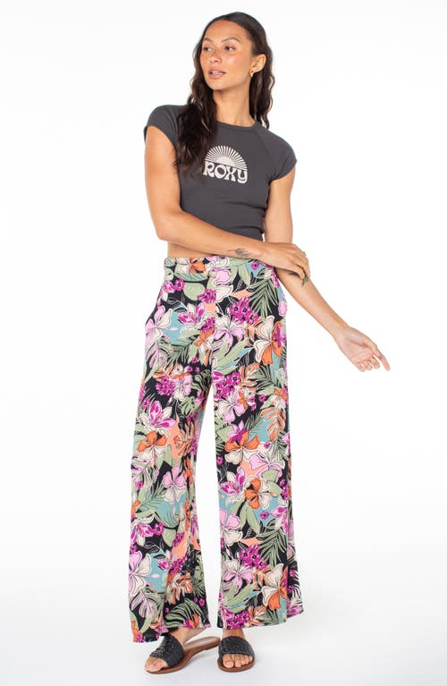 Shop Roxy Midnight Avenue Floral Wide Leg Pants In P Tropical