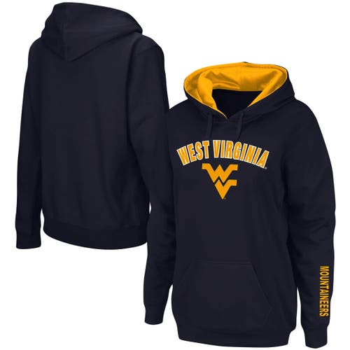 COLOSSEUM Women's Navy West Virginia Mountaineers Arch & Logo 1 Pullover Hoodie