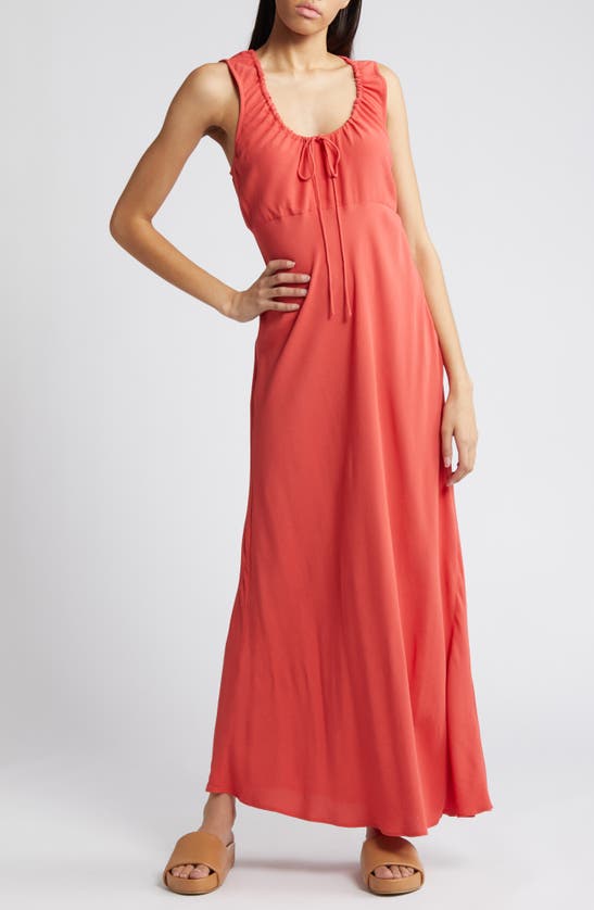 Shop Treasure & Bond Ruched Bias Cut Maxi Dress In Red Cranberry