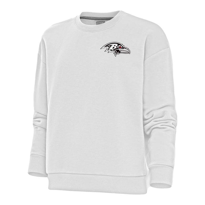 Shop Antigua White Baltimore Ravens Metallic Logo Victory Crewneck Pullover Sweatshirt