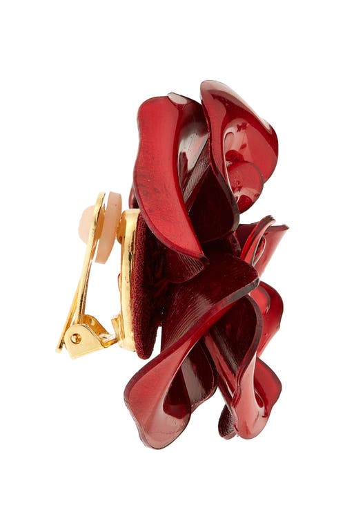 Shop Oscar De La Renta Gardenia Clip-on Earrings In Red