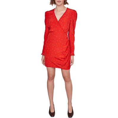Astr The Label Marinke Floral Long Sleeve Dress, Red