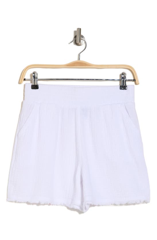 Shop Dkny Cotton Gauze Shorts In White