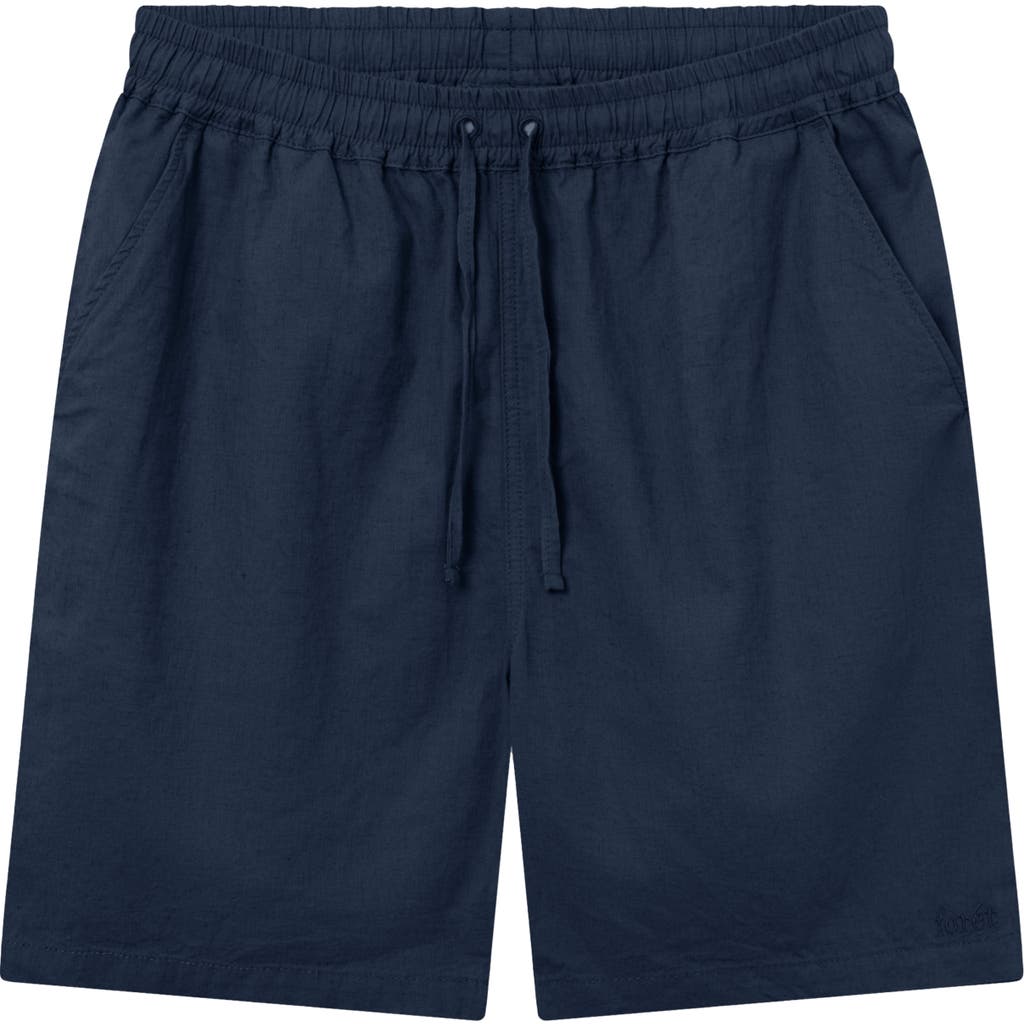 Forét Foret Serene Cotton & Linen Drawstring Shorts In Navy