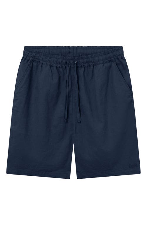 Serene Cotton & Linen Drawstring Shorts in Navy