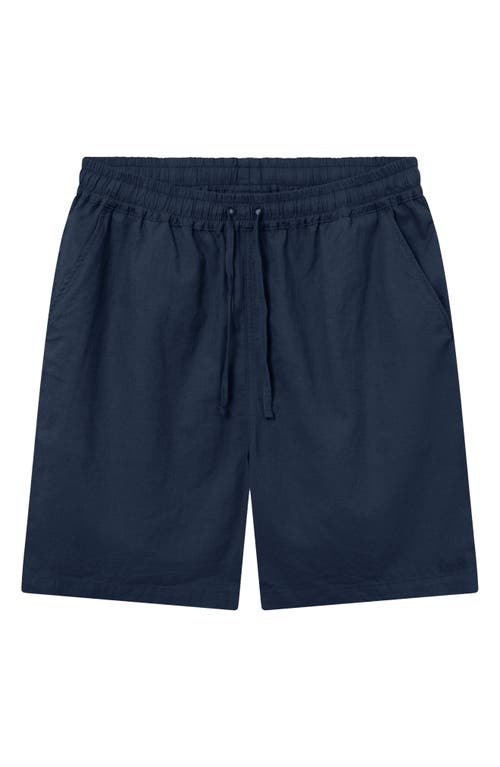 FORET Serene Cotton & Linen Drawstring Shorts Navy at Nordstrom,